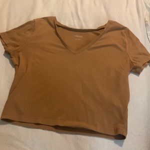 tan v-neck crop top